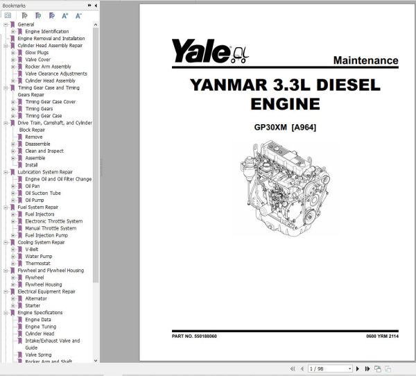 Yale Forklift A964 GP30MX Service Manual 02.2023 1