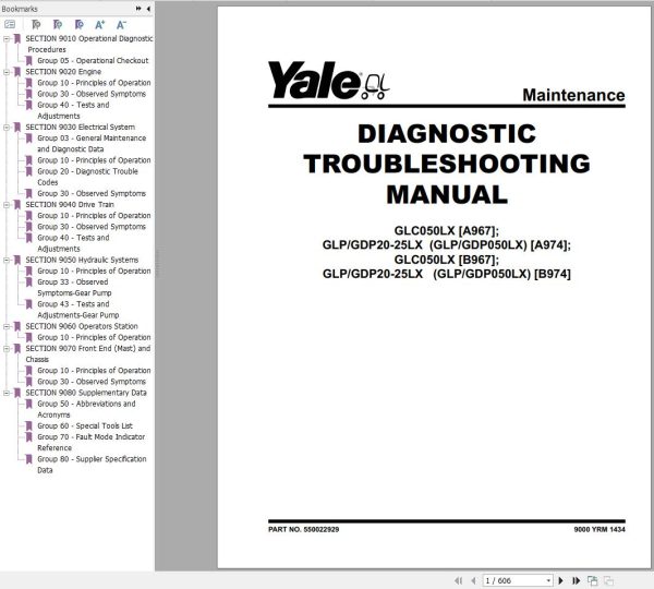Yale Forklift A967 GLC050LX Service Manual