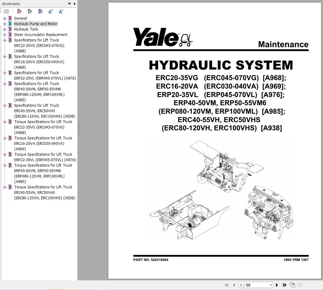 Yale Forklift A968 ERC045VG 070VG Service Manual