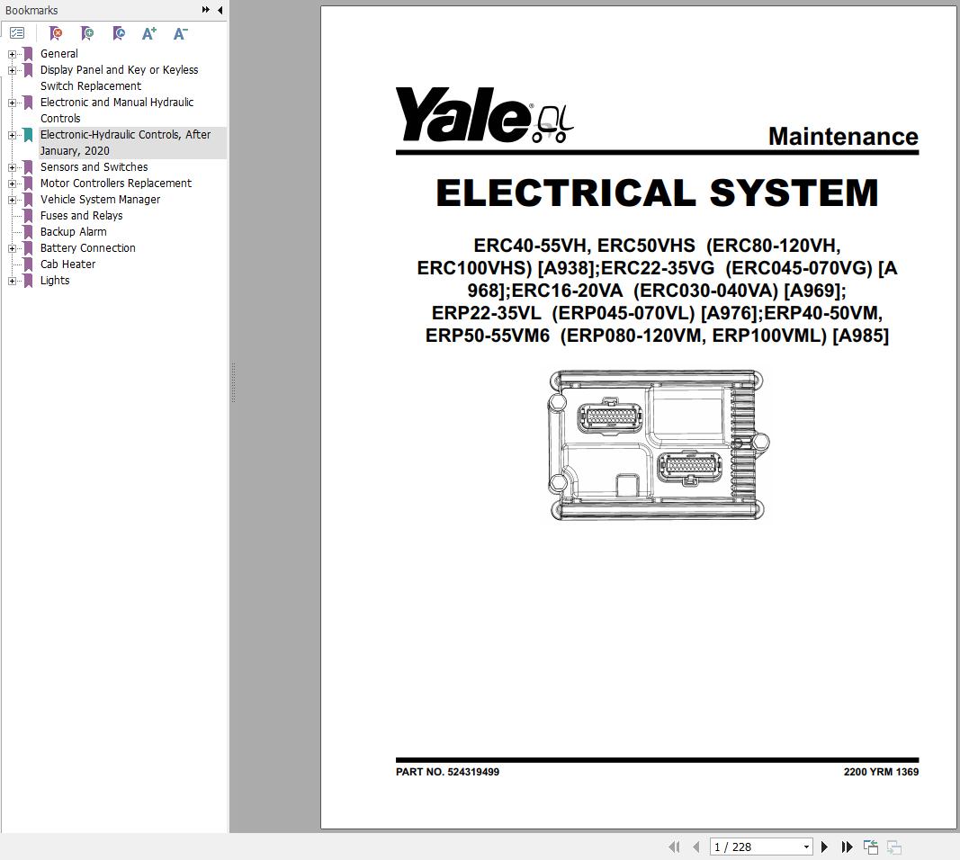 Yale Forklift A969 ERC030 ERC040VA Service Manual