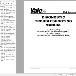 Yale Forklift A974 GLP050LX GDP50LX Service Manual 02.2023