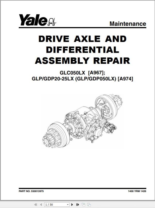 Yale Forklift A974 GLP20LX GLP25LX GDP20LX GDP25LX Europe Service Manual 02.2023