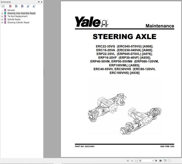 Yale Forklift A985 ERP080VM to ERP120VM Service Manual 1