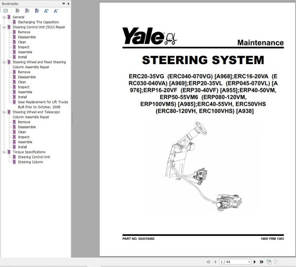 Yale Forklift A985 ERP40VM to ERP55VM6 Service Manual