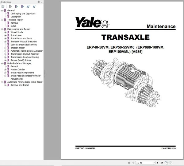 Yale Forklift A985 ERP40VM to ERP55VM6 Service Manual 1