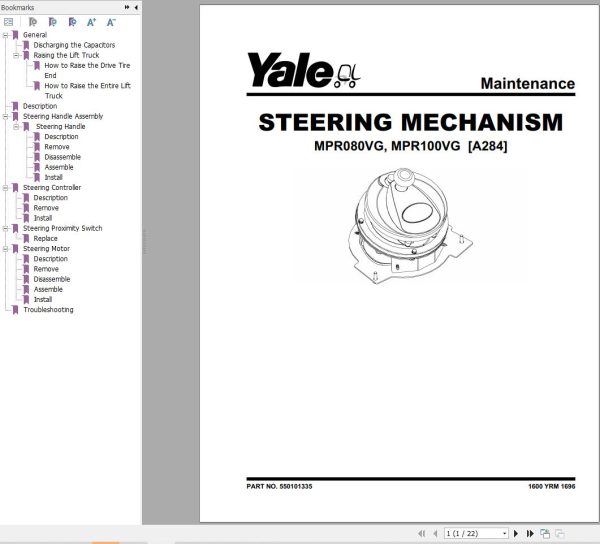 Yale Forklift B2D2 N1800V36 N1821V36 N1800V48 N1824V48 Service Manual 1