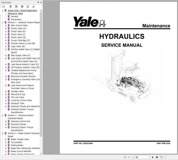 Yale Forklift B674 GDP160EF9 to GDP180EF9 Europe Service Manual 02.2023