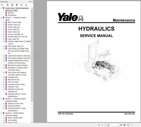 Yale Forklift B674 GDP360EF36 GDP360EF48 Service Manual 02.2023