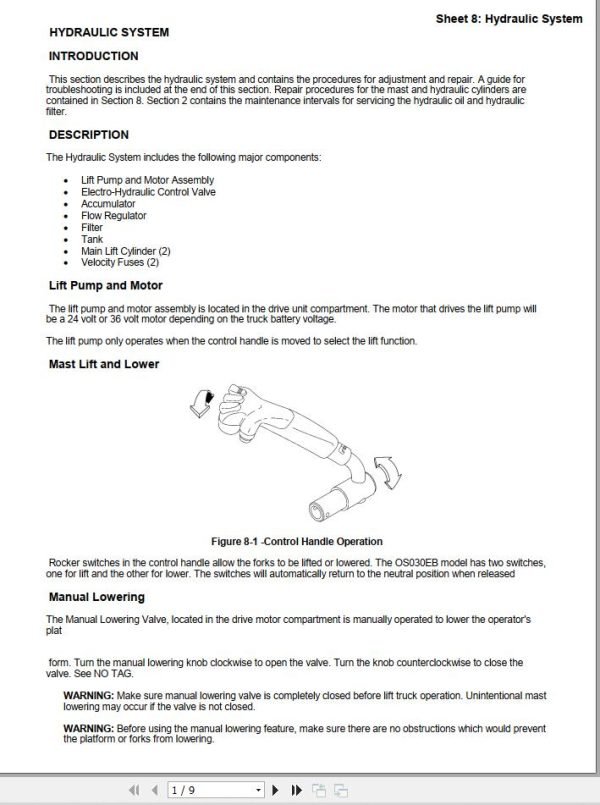 Yale Forklift B801 OS030EB Service Manual