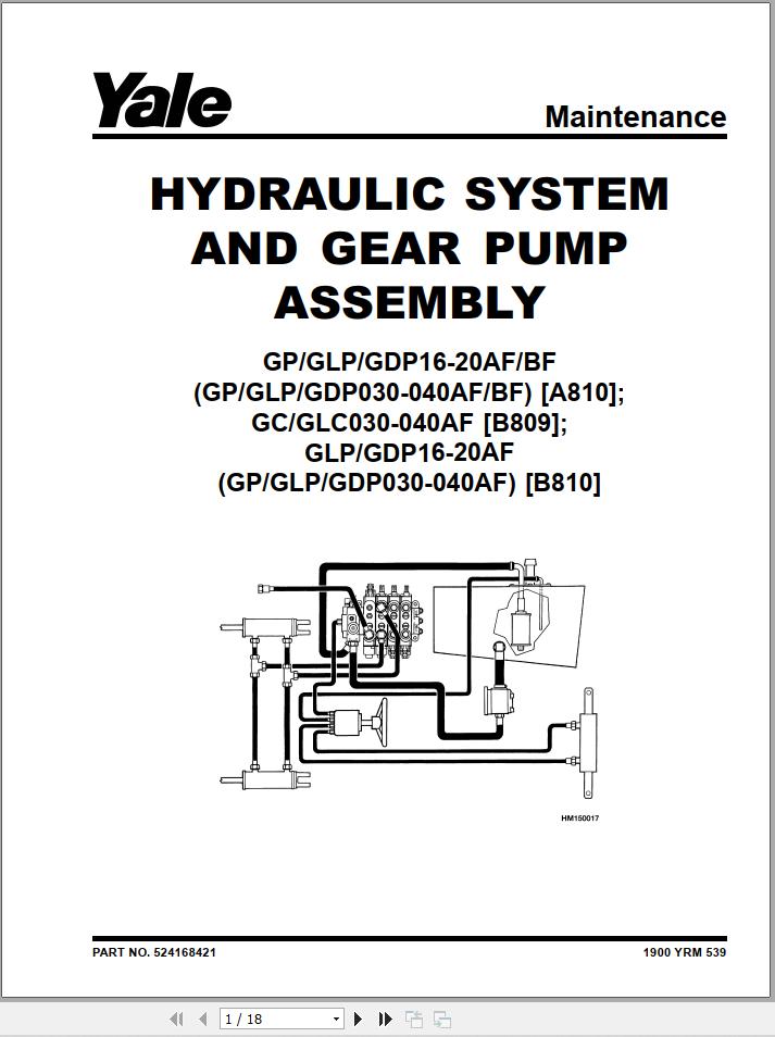 Yale Forklift B809 GC GLC030 040AF Service Manual 1