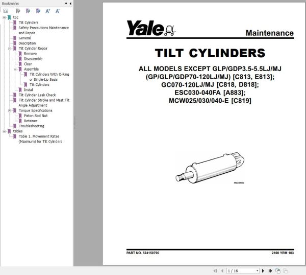 Yale Forklift B810 GDP030 040AF Service Manual 02.2023 1