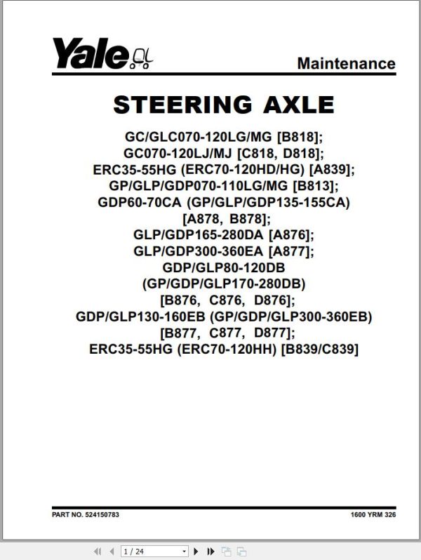 Yale Forklift B813 GP MG Service Manual