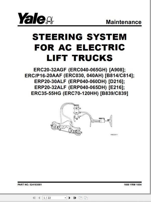 Yale Forklift B814 ERC030 40AH Service Manual 1