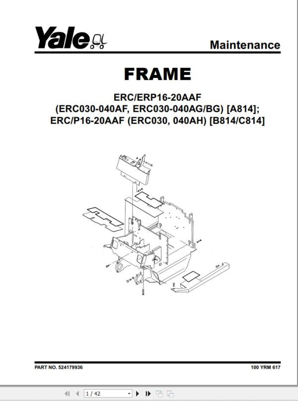 Yale Forklift B814 ERC16 20AAF ERP16 20AAF Service Manual