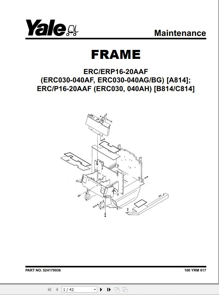 Yale Forklift B814 ERC16 20AAF ERP16 20AAF Service Manual