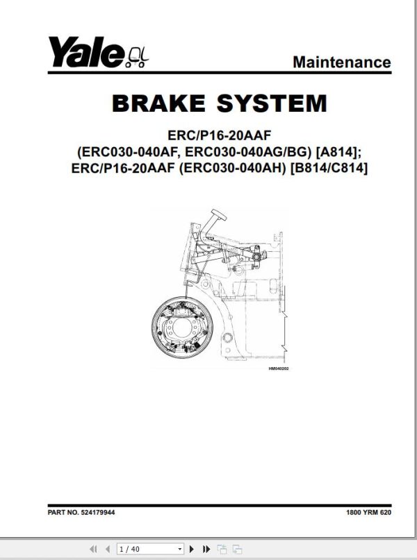 Yale Forklift B814 ERC16 20AAF ERP16 20AAF Service Manual 1