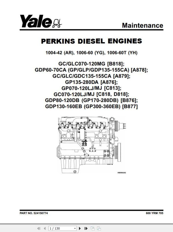 Yale Forklift B818 GC GLC070 080LG GD GLC100 120MG Service Manual 1