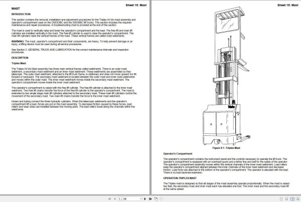 Yale Forklift B826 SS BC Service Manual