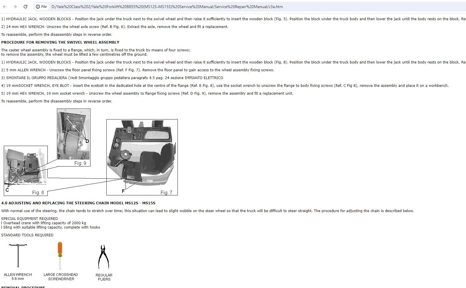 Yale Forklift B855 MS12S MS15S Service Manual