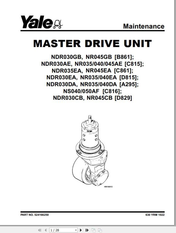 Yale Forklift B861 NDR030GB NR045GB Service Manual 1
