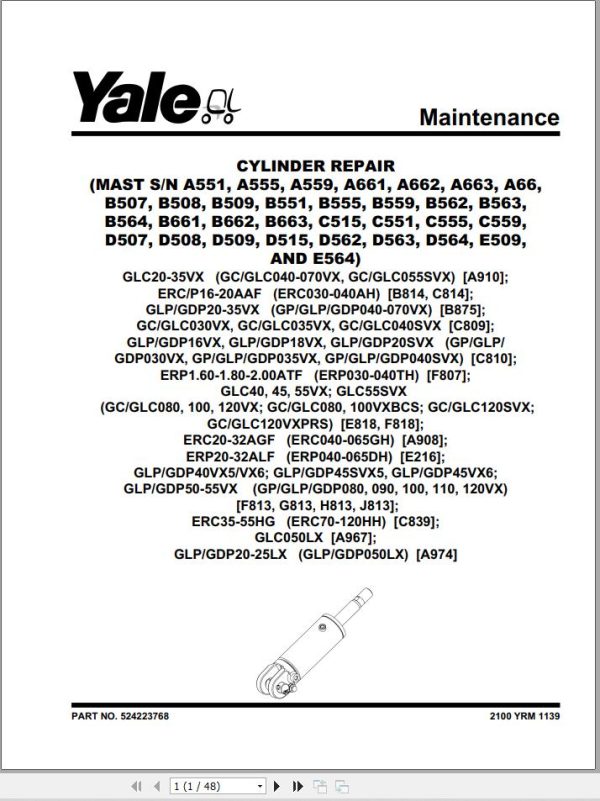 Yale Forklift B875 GLP20 35VX GDP20 35VX Europe Service Manual 1