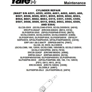 Yale Forklift B875 GPGLPGDP040VX GPGLPGDP070VX Service Manual 04.2023