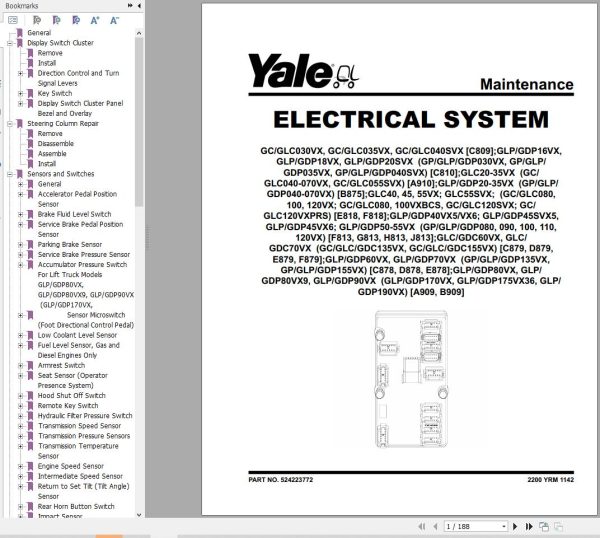 Yale Forklift B875 GPGLPGDP040VX GPGLPGDP070VX Service Manual 04.2023 1