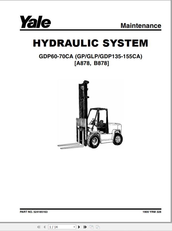Yale Forklift B878 GDPGLP60 70CA Europe Service Manual 02.2023 1
