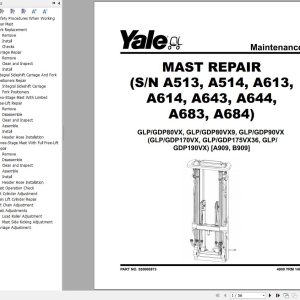 Yale Forklift B909 GLPGDP170VX to GLPGDP190VX Service Manual 02.2023