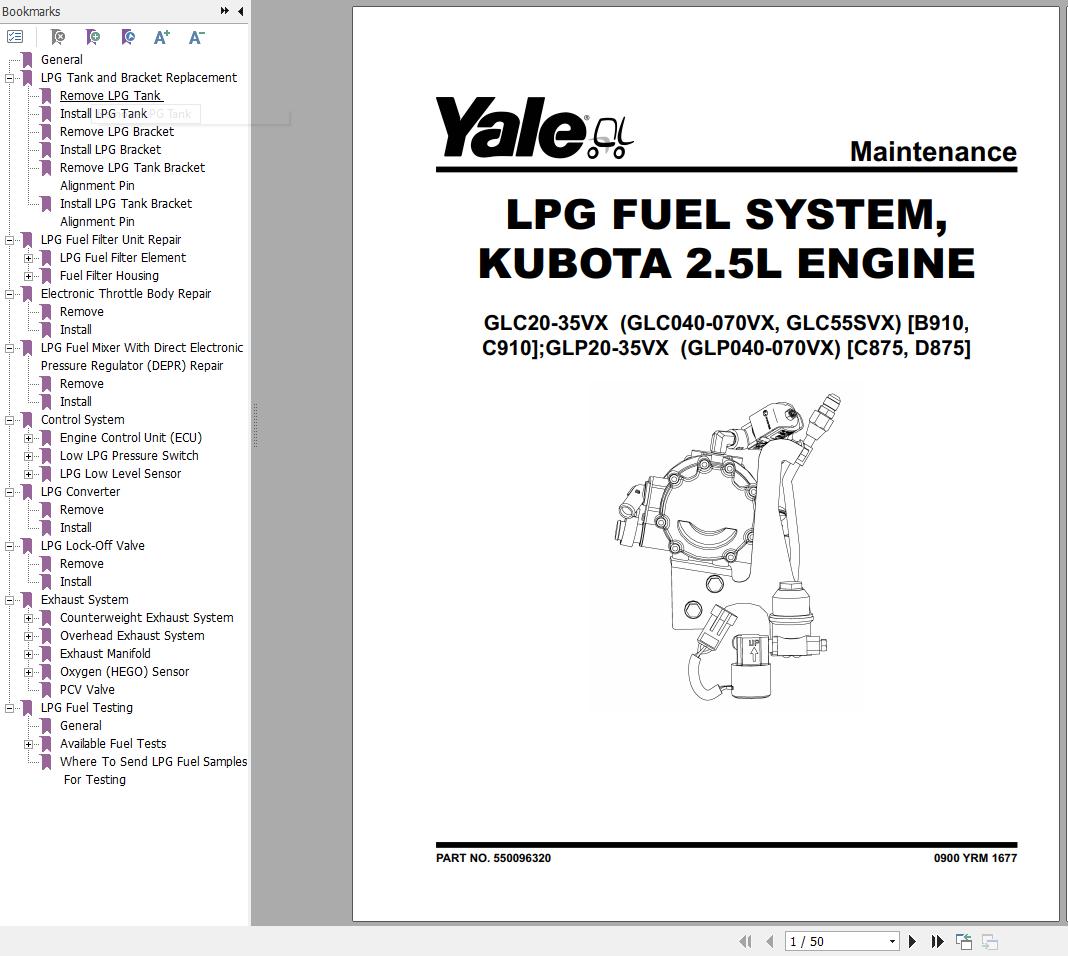 Yale Forklift B910 GLC20VX GLC25VX GLC30VX GLC35VX Service Manual