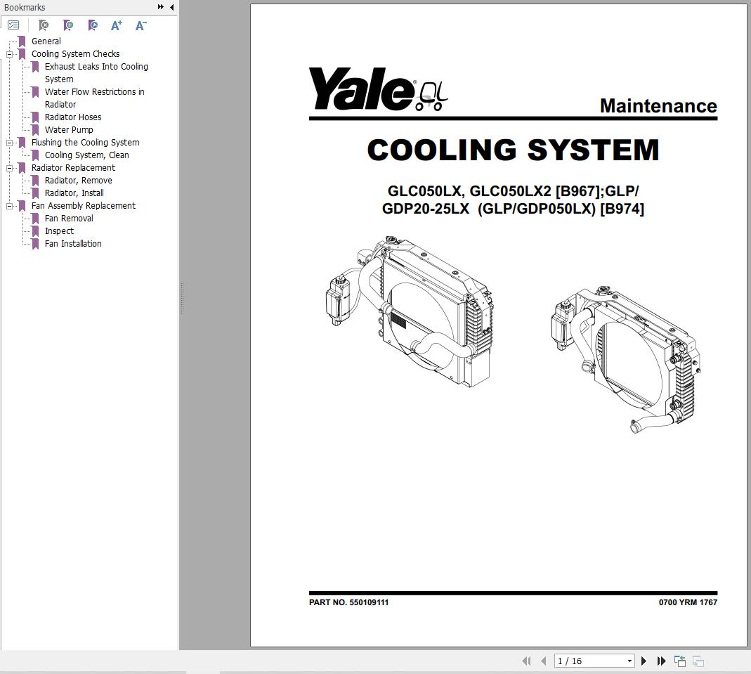 Yale Forklift B967 GLC050LX GLC050LX2 Service Manual