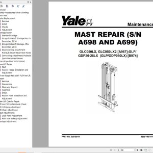 Yale Forklift B974 GLP20LX to GDP25LX Europe Service Manual 08.2023