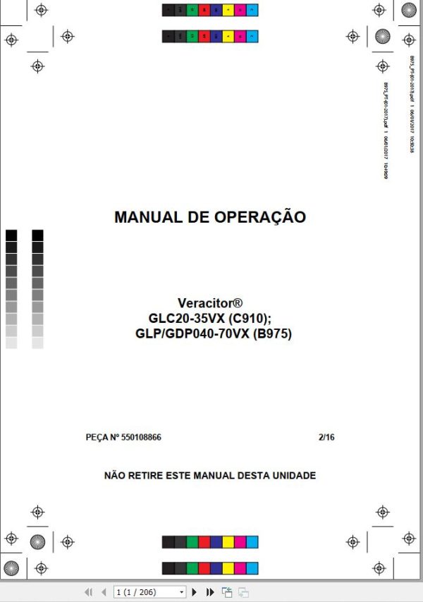 Yale Forklift B975 GLPGDP040VX to GLPGDP070VX Operation Manual PT