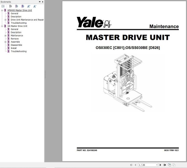 Yale Forklift C801 OS030EC Service Manual