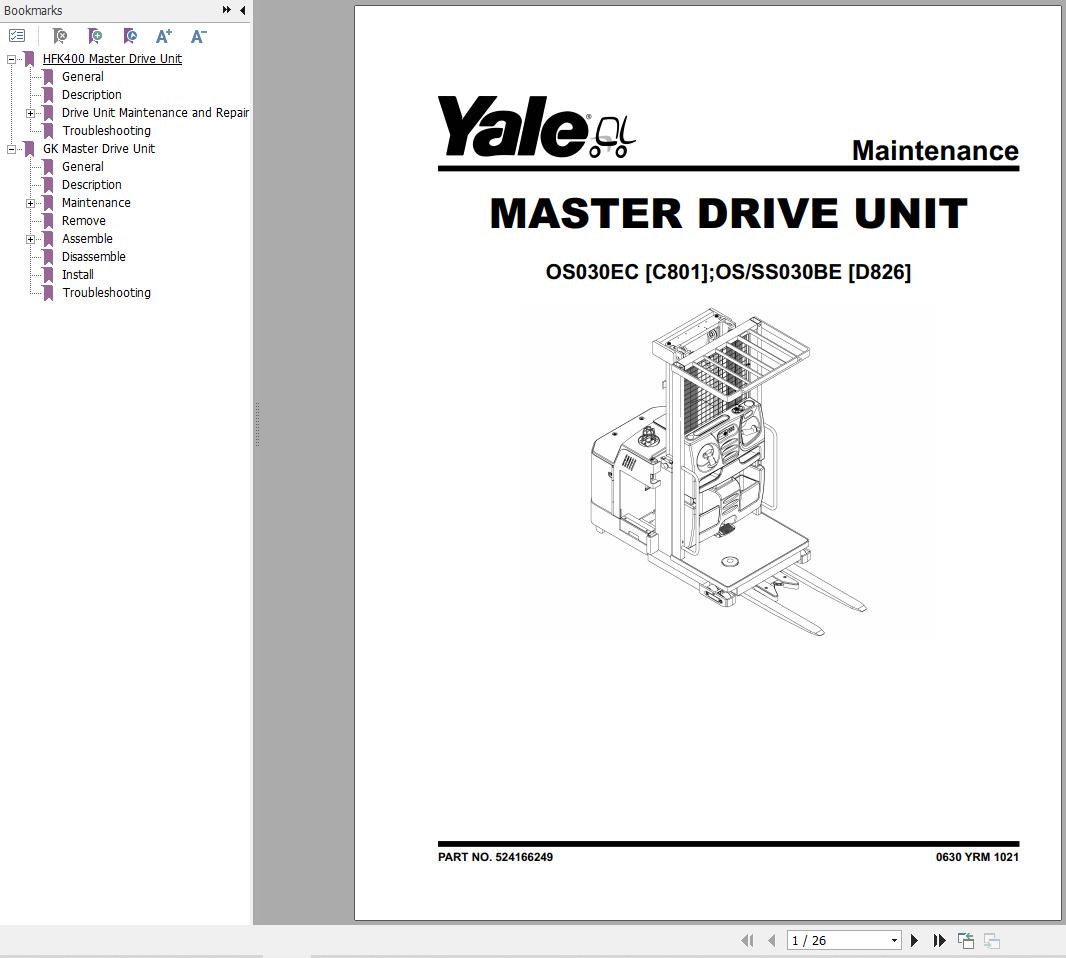 Yale Forklift C801 OS030EC Service Manual