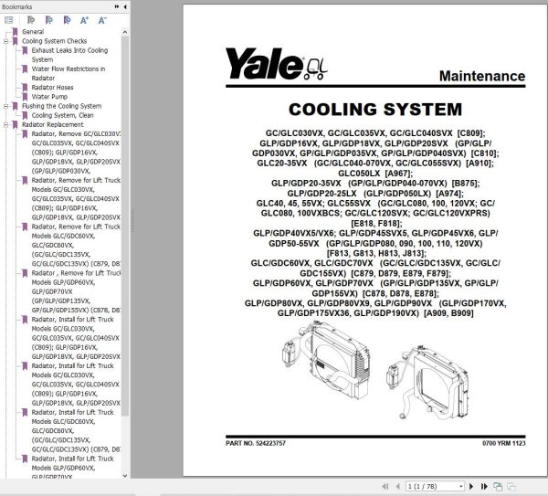 Yale Forklift C809 GC GLC 030 040 VX SVX Service Manual 1