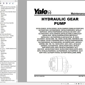 Yale Forklift C810 GDPGLP16 18VX GDPGLP20SVX Europe Service Manual 01.2023