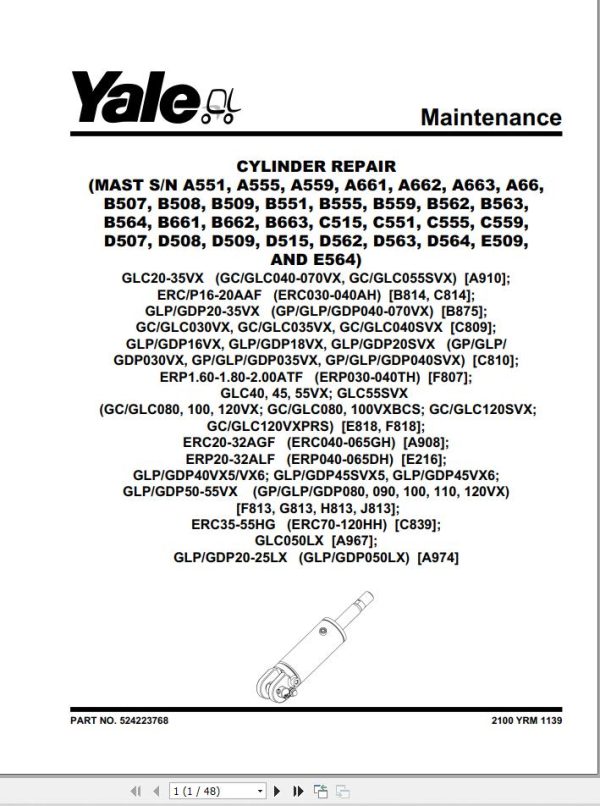 Yale Forklift C810 GPGDPGLP030 040VXSVX Service Manual 01.2023 1