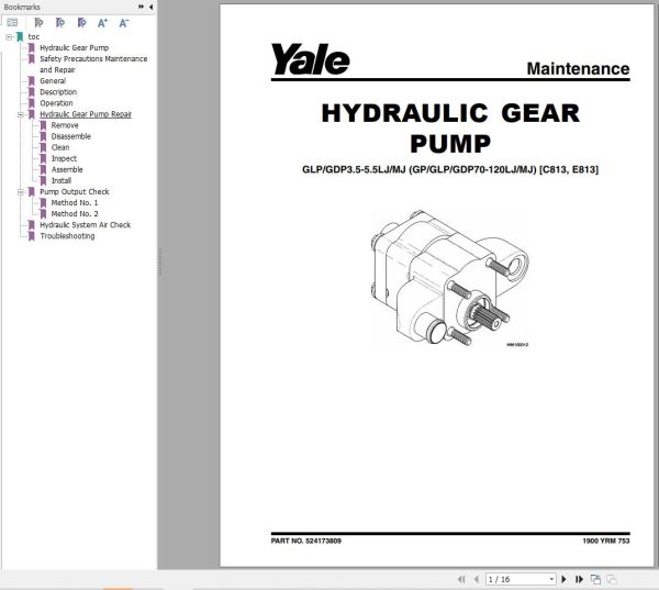 Yale Forklift C813 GDPGLP35 55LJMJ Europe Service Manual 02.2023