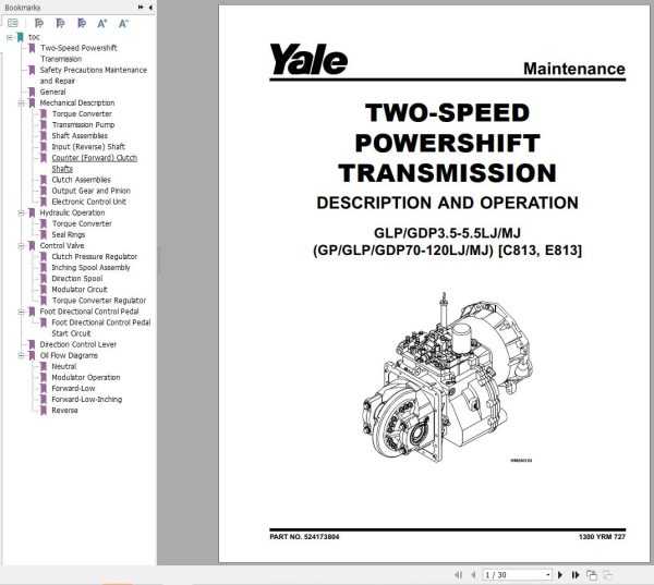 Yale Forklift C813 GDPGLP35 55LJMJ Europe Service Manual 02.2023 1