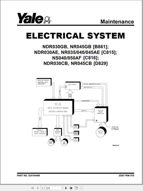 Yale Forklift C815 NR035 045AE NDR030AE Service Manual 1