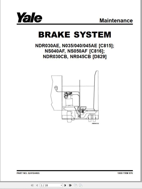 Yale Forklift C816 NS040 050AF Service Manual