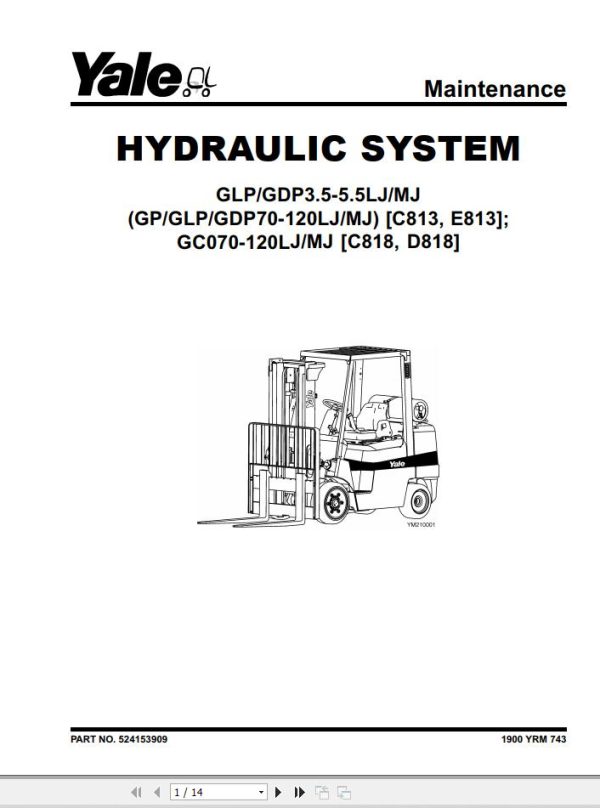Yale Forklift C818 GC GLC GDC070 120MJ GC GLC GDC080 120LJ MJBCS Service Manual 1