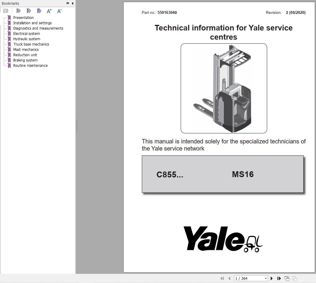 Yale Forklift C855 MS16S Service Manual