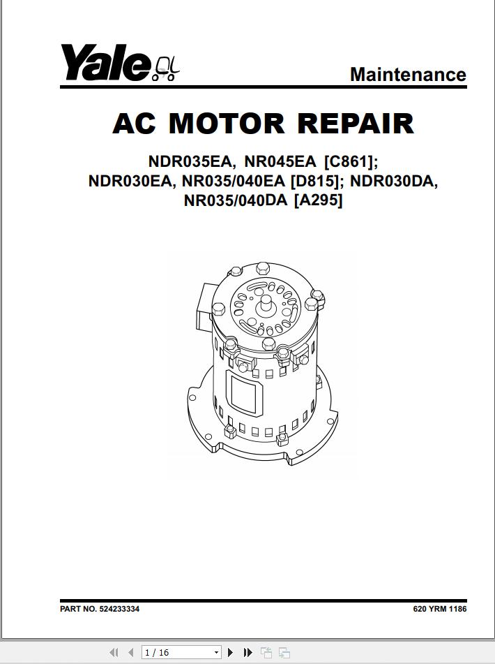Yale Forklift C861 NR045EA NDR035EA Service Manual 1