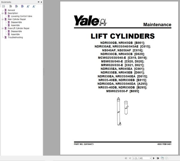 Yale Forklift C861 NR045EA NDR035EA Service Manual 1 1