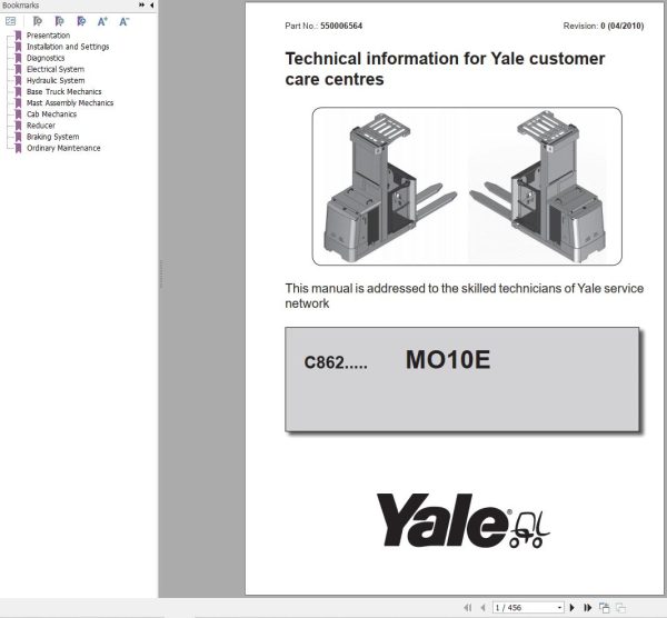Yale Forklift C862 MO10E AC Service Manual