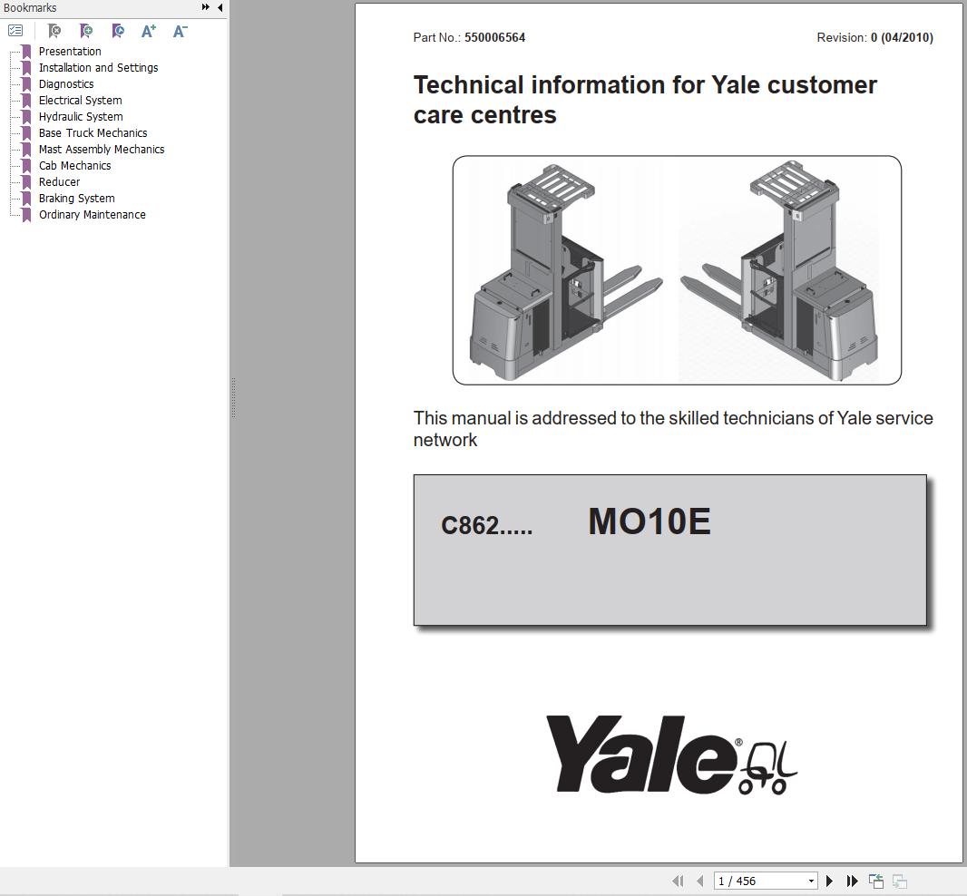Yale Forklift C862 MO10E AC Service Manual