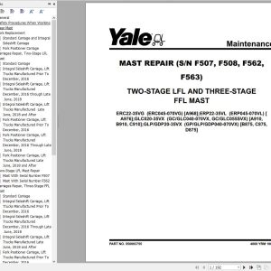 Yale Forklift C875 GLP20 35VX. GDP20 35VX Europe Service Manual 04.2023