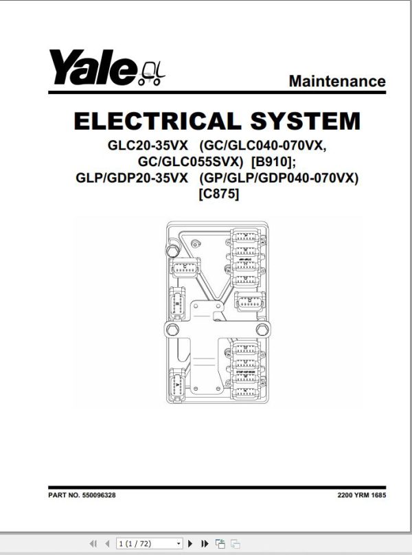 Yale Forklift C875 GLP20 35VX. GDP20 35VX Europe Service Manual 04.2023 1